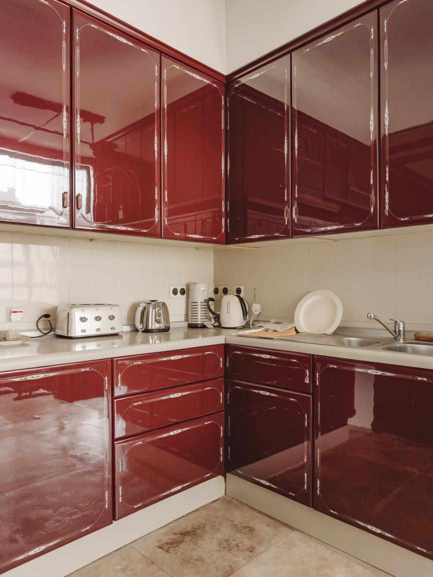 Glossy Red Cabinets