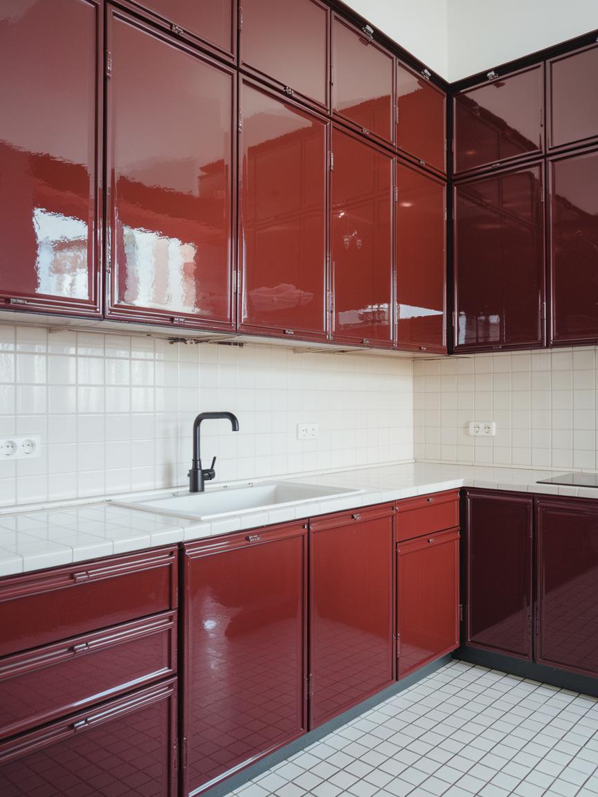 Glossy Red Cabinets