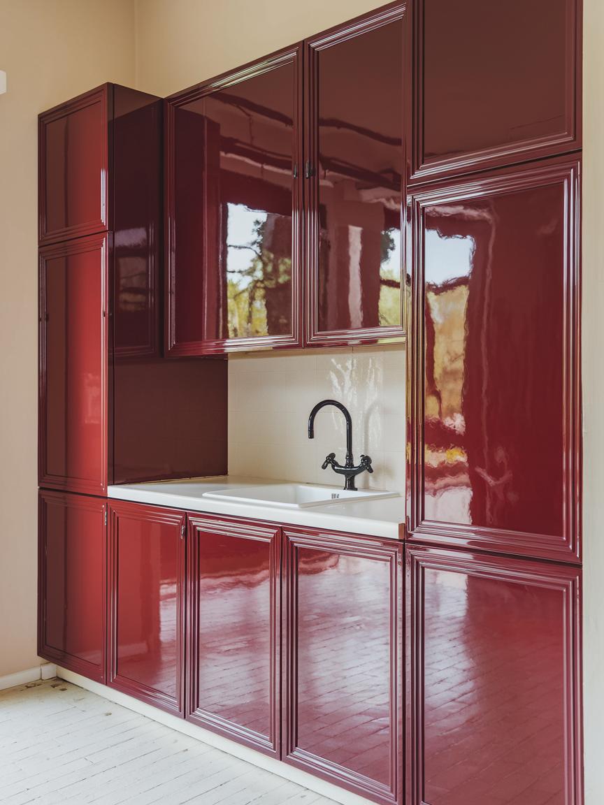 Glossy Red Cabinets
