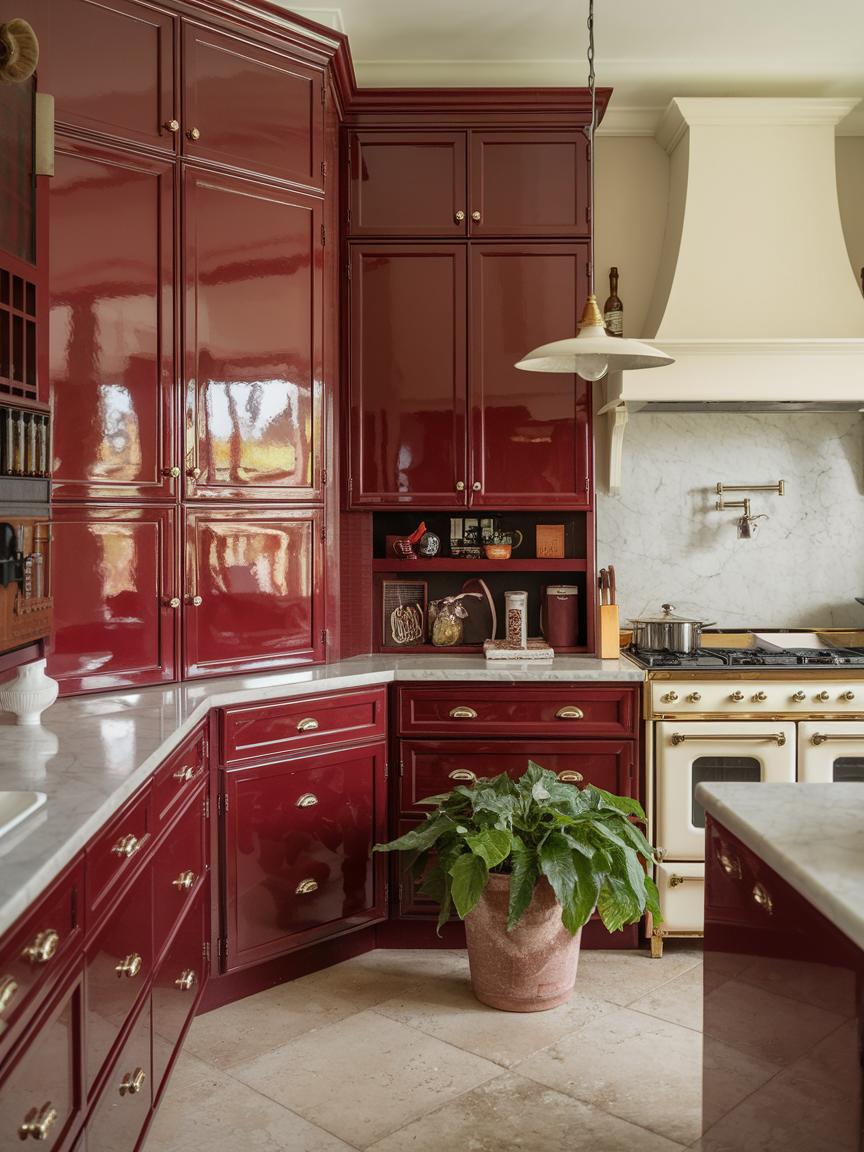 Glossy Red Cabinets