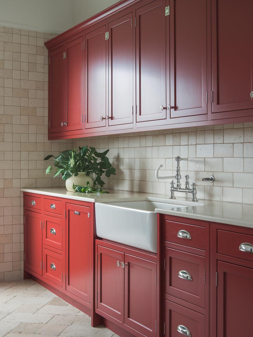 Red Shaker Cabinets