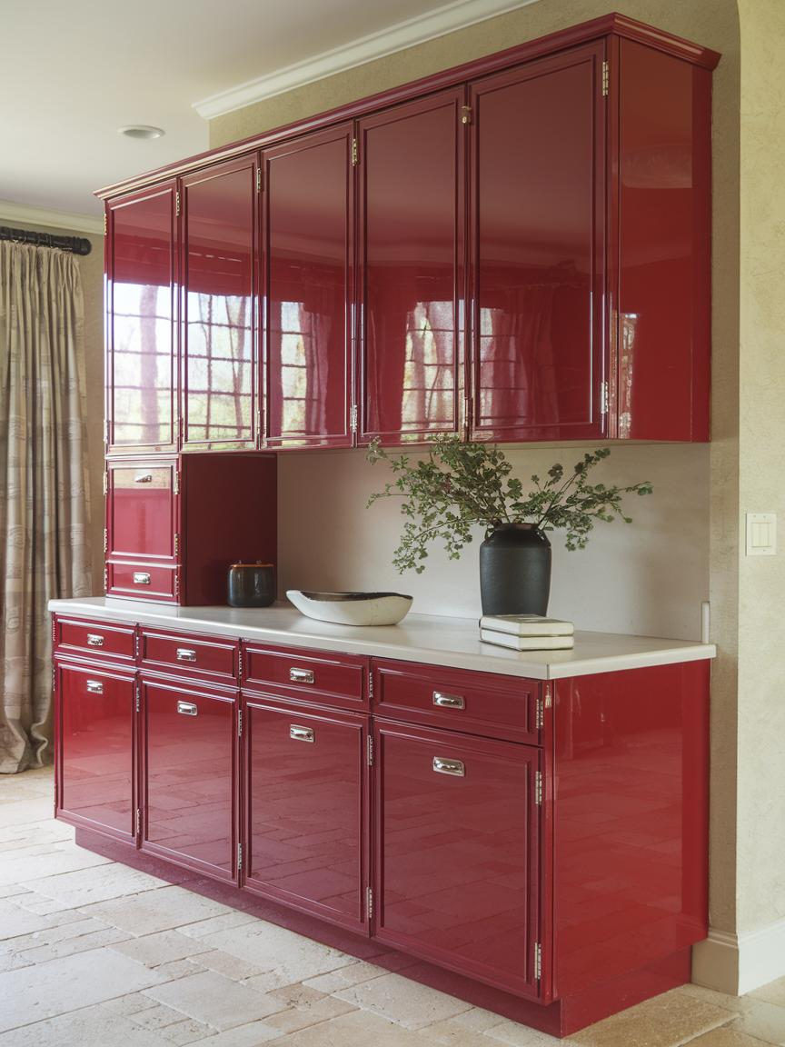 Red Shaker Cabinets