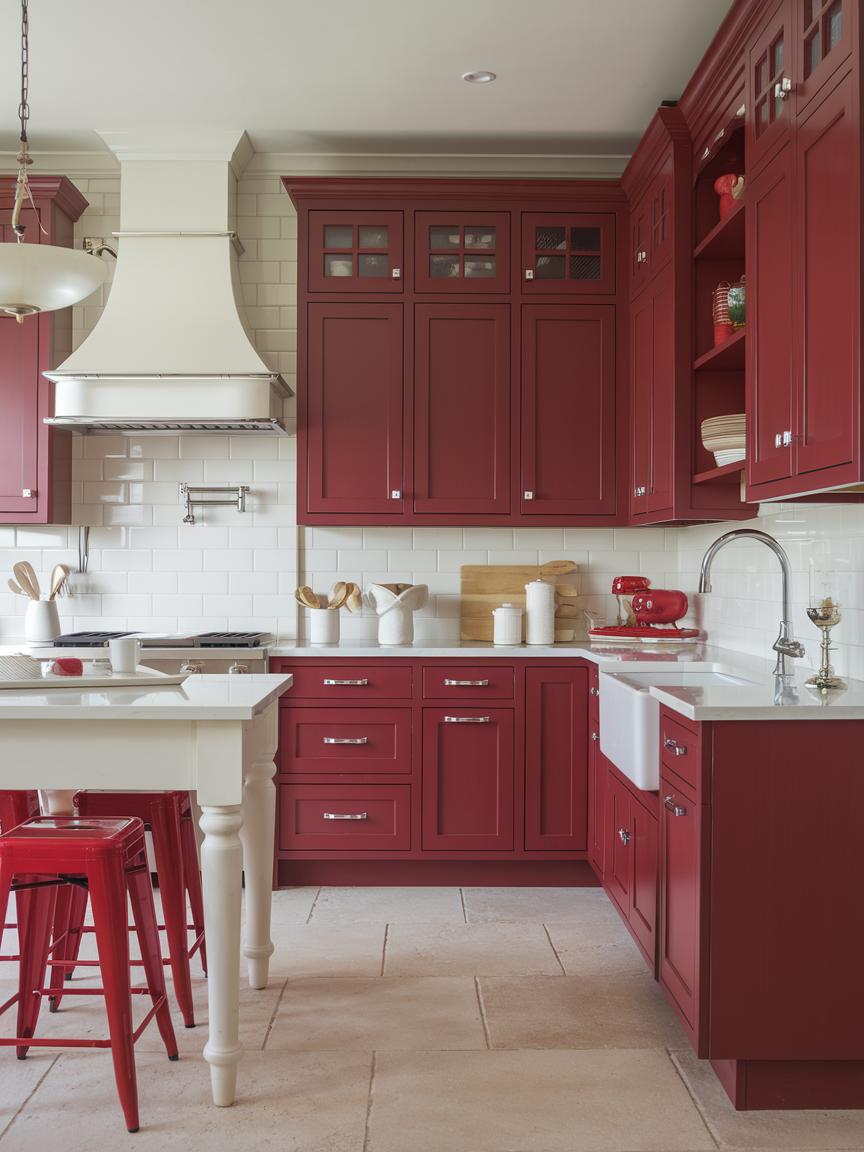 Red Shaker Cabinets