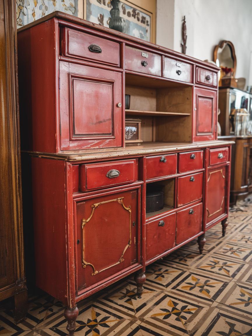 Vintage Red Cabinets