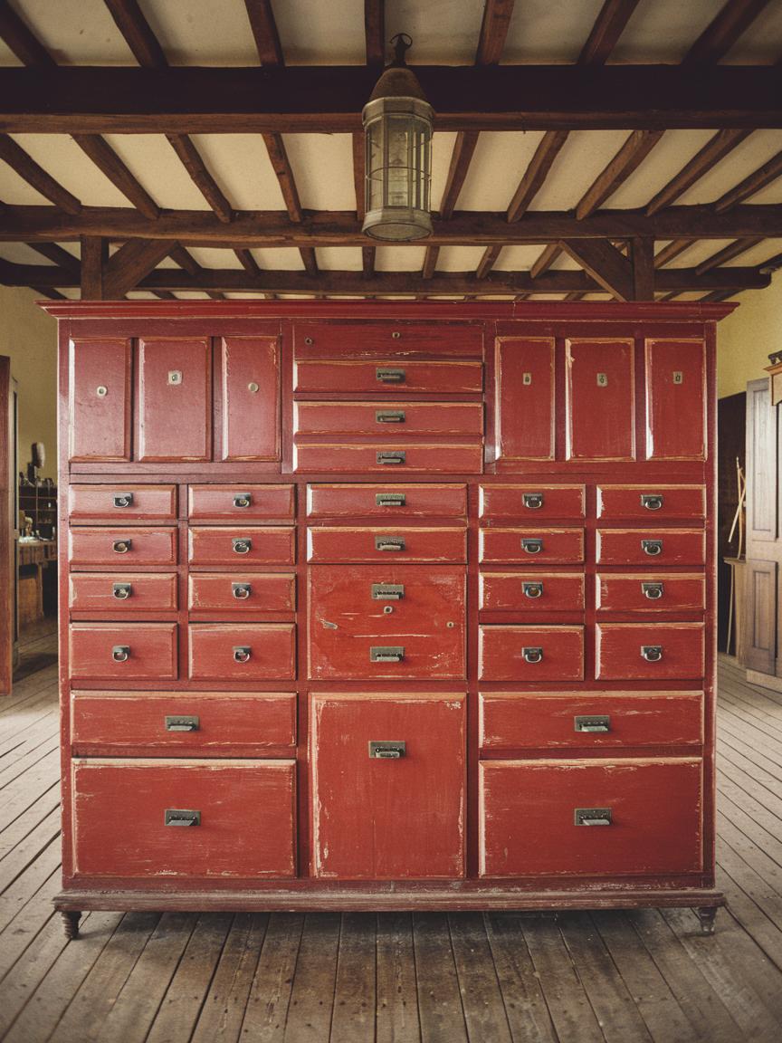 Vintage Red Cabinets