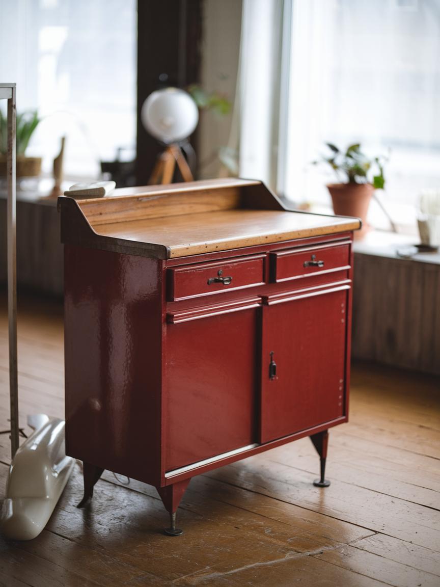 Vintage Red Cabinets